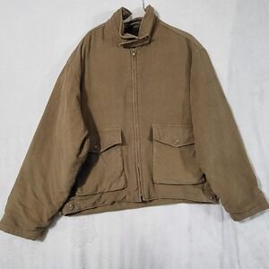 Vintage Eddie Bauer Jacket Mens XL Brown Quilted Lined Outdoor Coat Microfiber